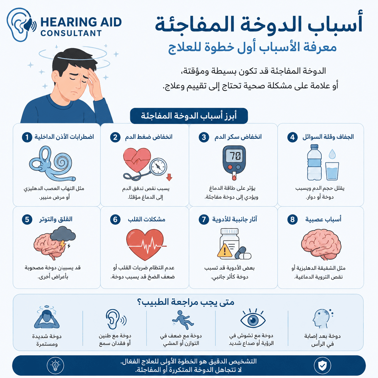 أسباب الدوخة المفاجئة — معرفة الأسباب أول خطوة للعلاج