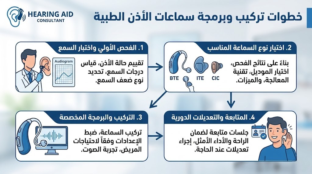 خطوات تركيب وبرمجة سماعات الأذن الطبية